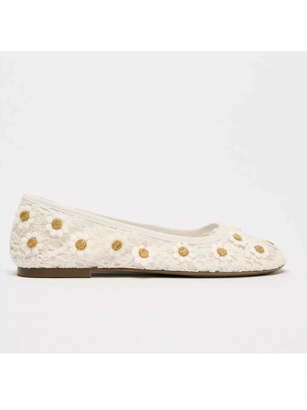 NEW Zara Crochet Daisy Ballet Flats Size 41